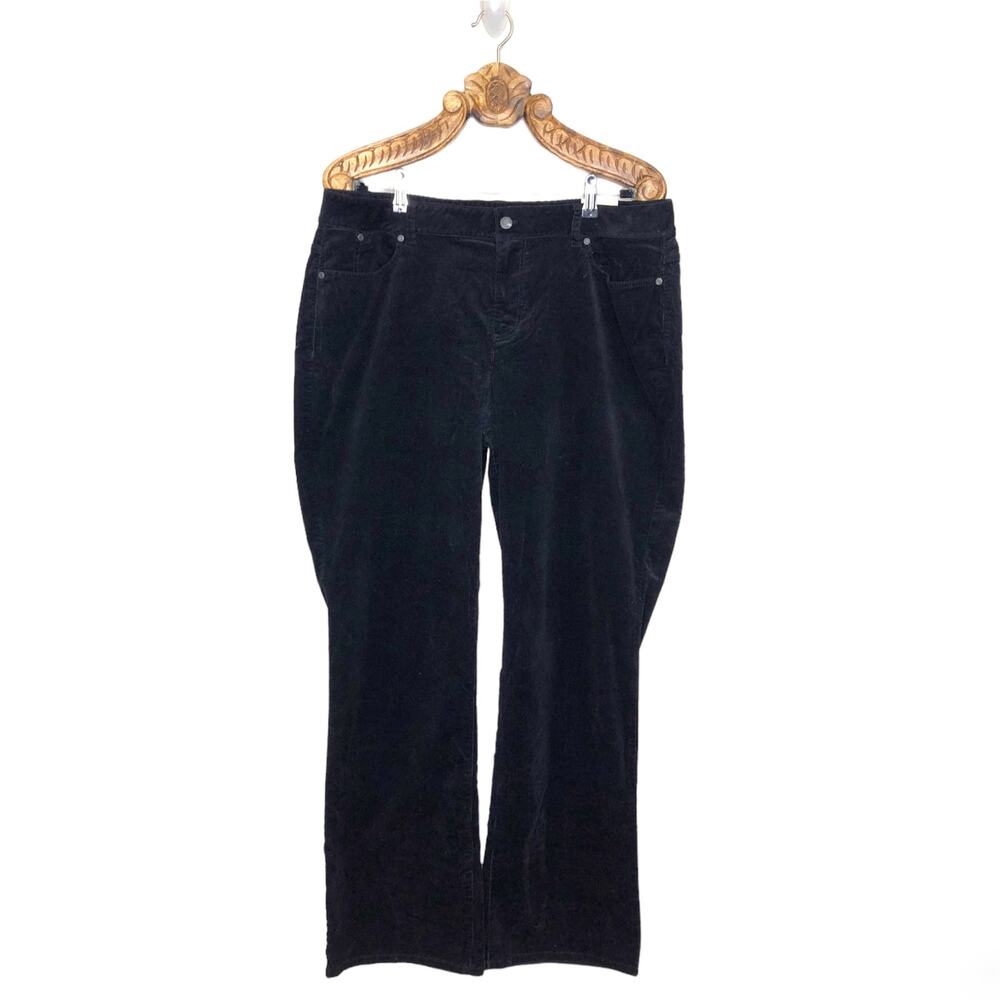 Talbots Pants Black Corduroy High Rise Curvy Boot Cut Plus Size 18W NEW